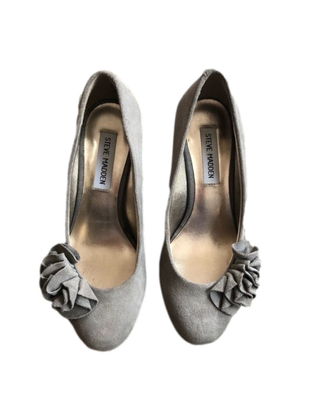 𝅺Steve Madden Preti grey suede leather heels size 6